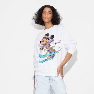 Disney Women's White Holiday Sweater with Colorful Mickey Design